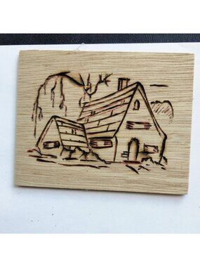 Miniature Wall Art Woodburn House Cottage Willow Vintage Dollhouse Lodge Cabin